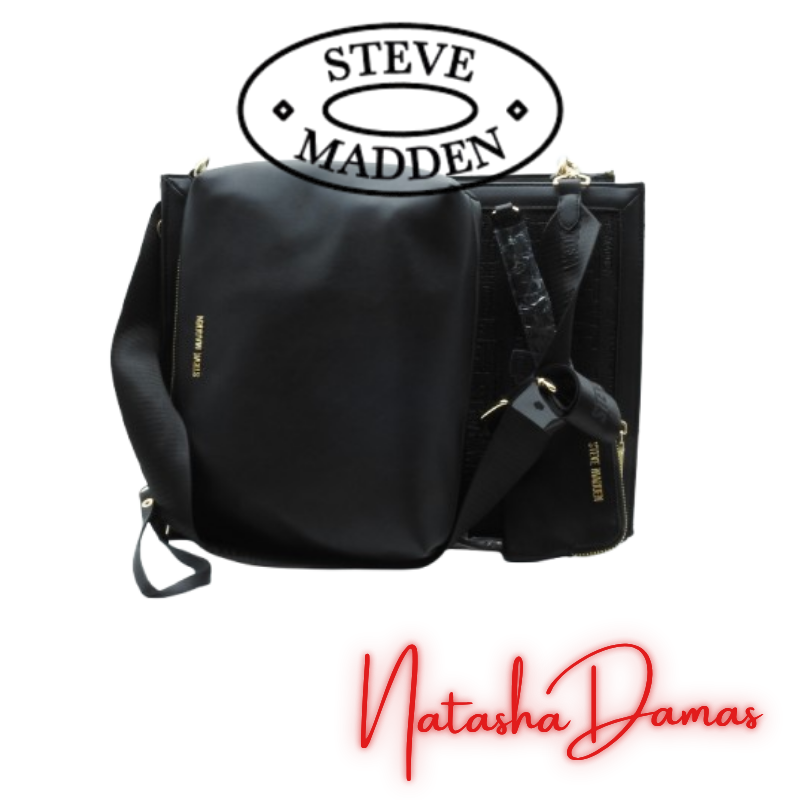 Bolso Structured Tote | Steve Madden |Color Negro | 13 x 10" | Grande - Imagen 3