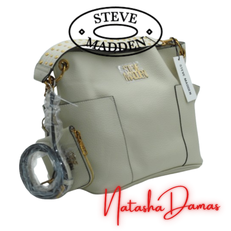 Bolso Bucket | Steve Madden | Color Marfil | 14 x 10" | Grande - Imagen 3