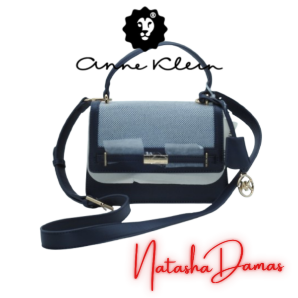 Bolso Top Handle Flap Bag | Anne Klein | Color Navy | 9 x 6" | Pequeña