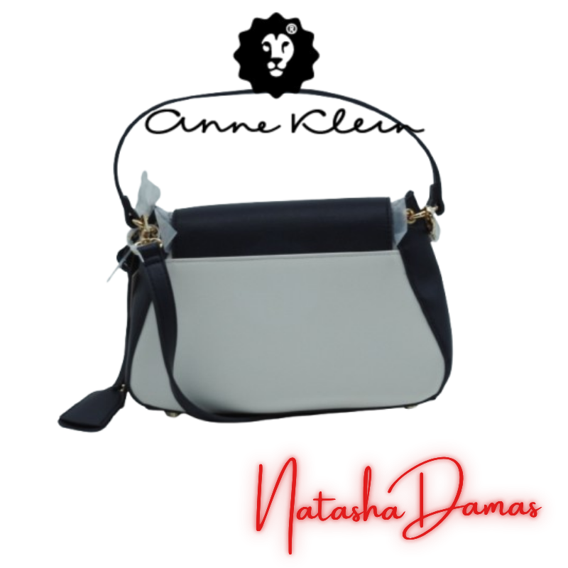Bolso Flap Satchel | Anne Klein | Color Navy - Blanco | 10 x 7" | Mediana - Imagen 3