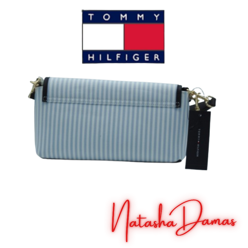 Bolso Flap Crossbody | Tommy Hilfiger | Color Azul Claro - Blanco |10 x 6" | Mediana - Imagen 3