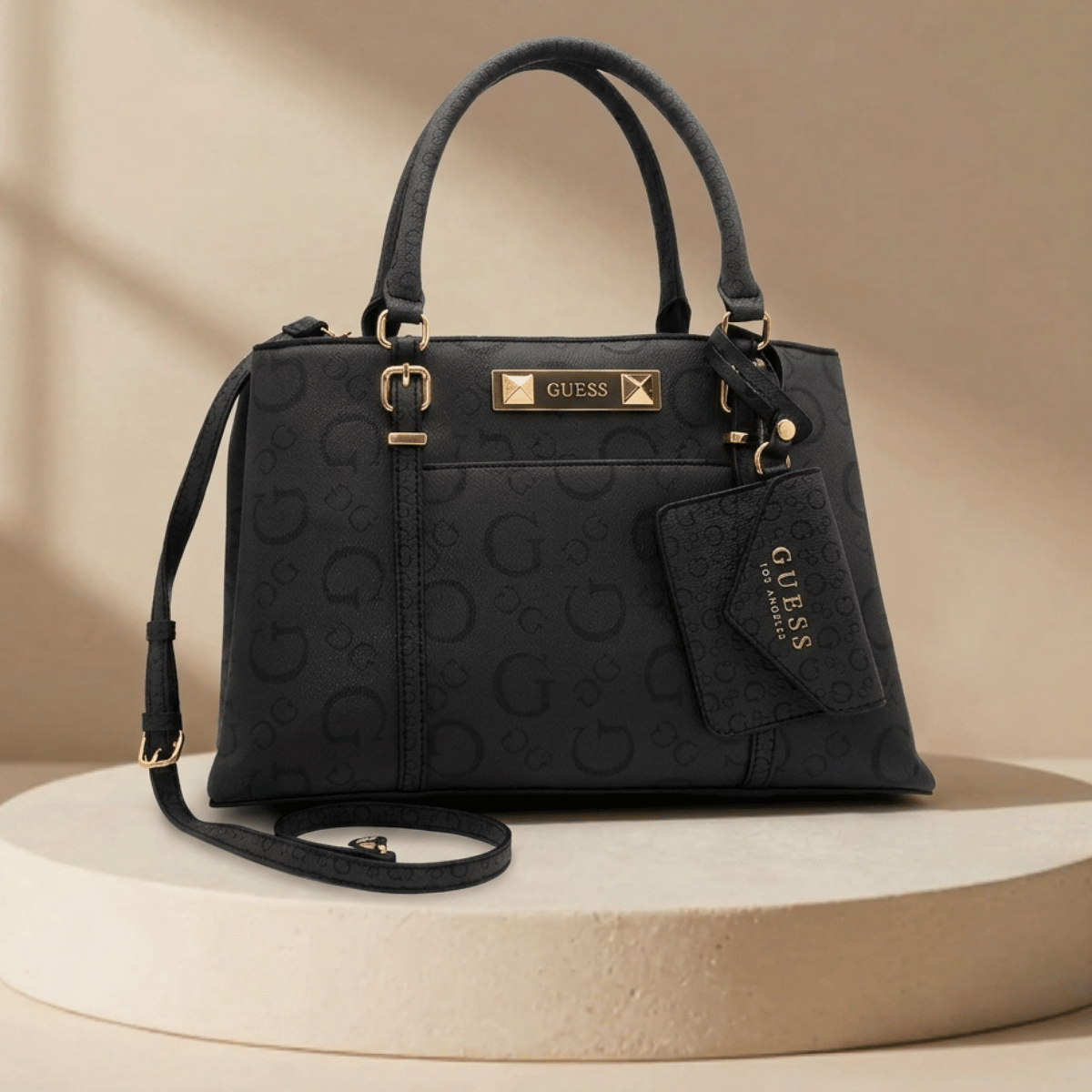 Bolso Satchel | Guess | Color Negro | 12 x 9" | Mediana