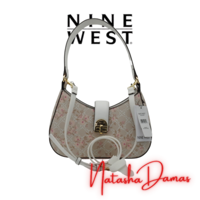 Bolso Hobo | Nine West | Color Blanca Floral | 11 x 7" | Pequeño