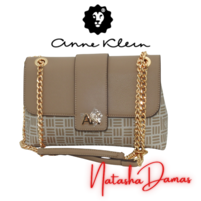 Bolso Flap | Anne Klein | Color Beige /Café | 10 x 8" |Mediano