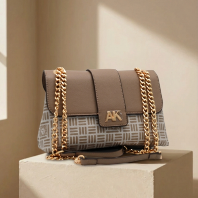 Bolso Flap | Anne Klein | Color Beige /Café | 10 x 8" |Mediano