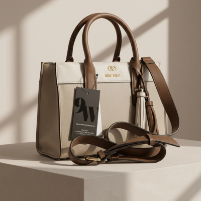 Bolso Gracen Satchel | Nine West | Color pumice multi (beige/crema/café) | 10” x 7” | Mediana