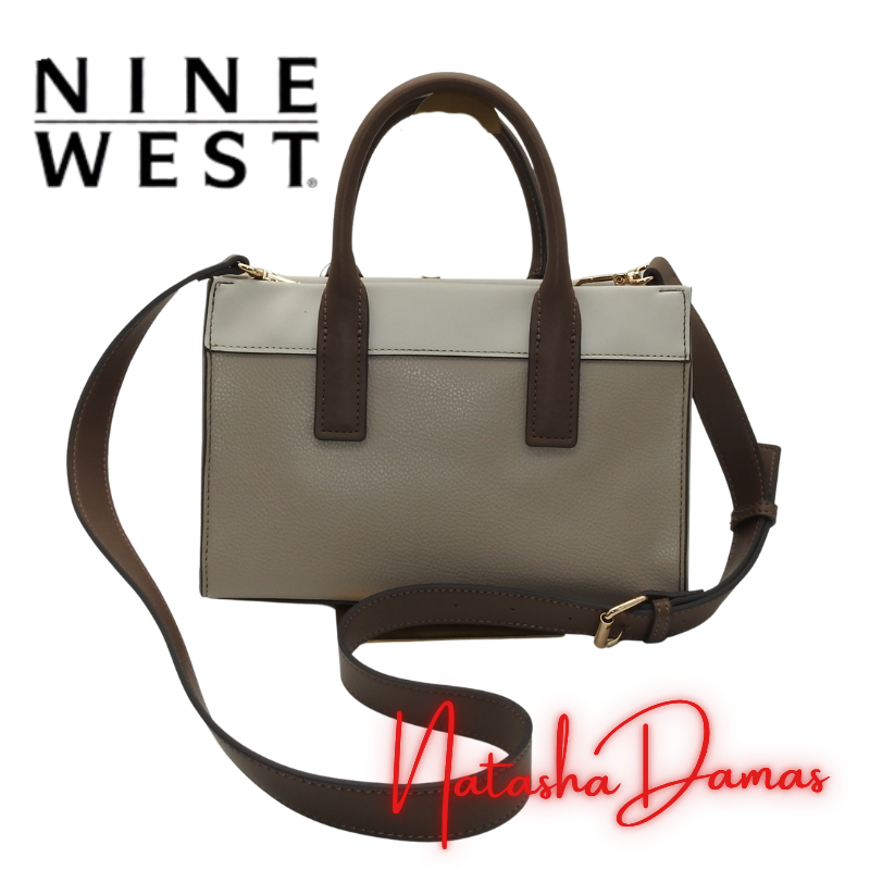 Bolso Gracen Satchel | Nine West | Color pumice multi (beige/crema/café) | 10” x 7” | Mediana - Imagen 3